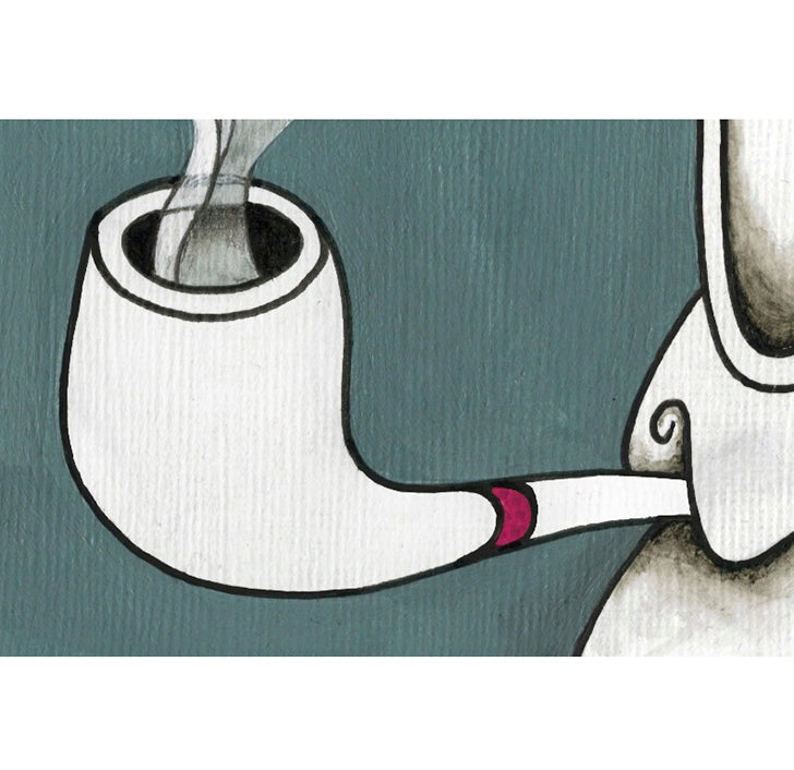 Portrait of a famous writer smoking his pipe while remembering the death of Che Guevara