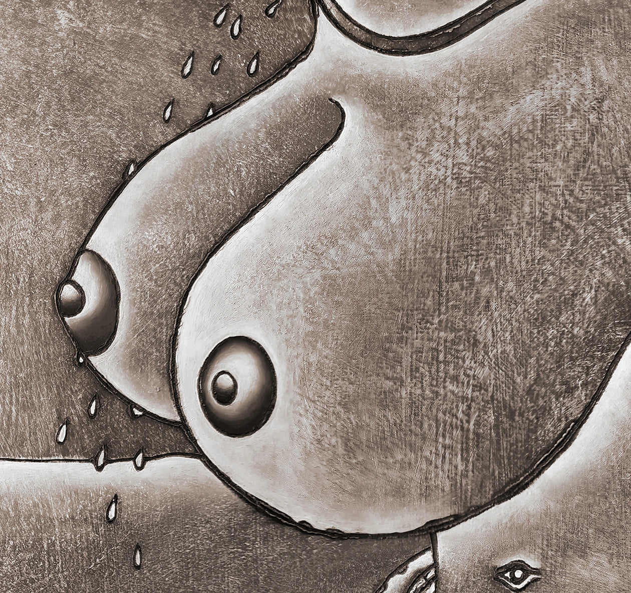 Dos muñequitos de jengibre enamorados de las grandes tetas de la reina bañadas en sudor