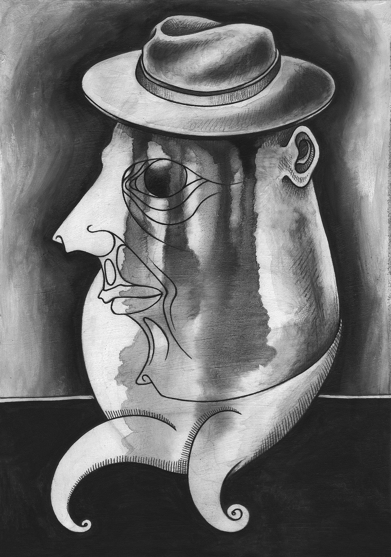 Parasite with Corleone style Jean Michel Basquiat hat 