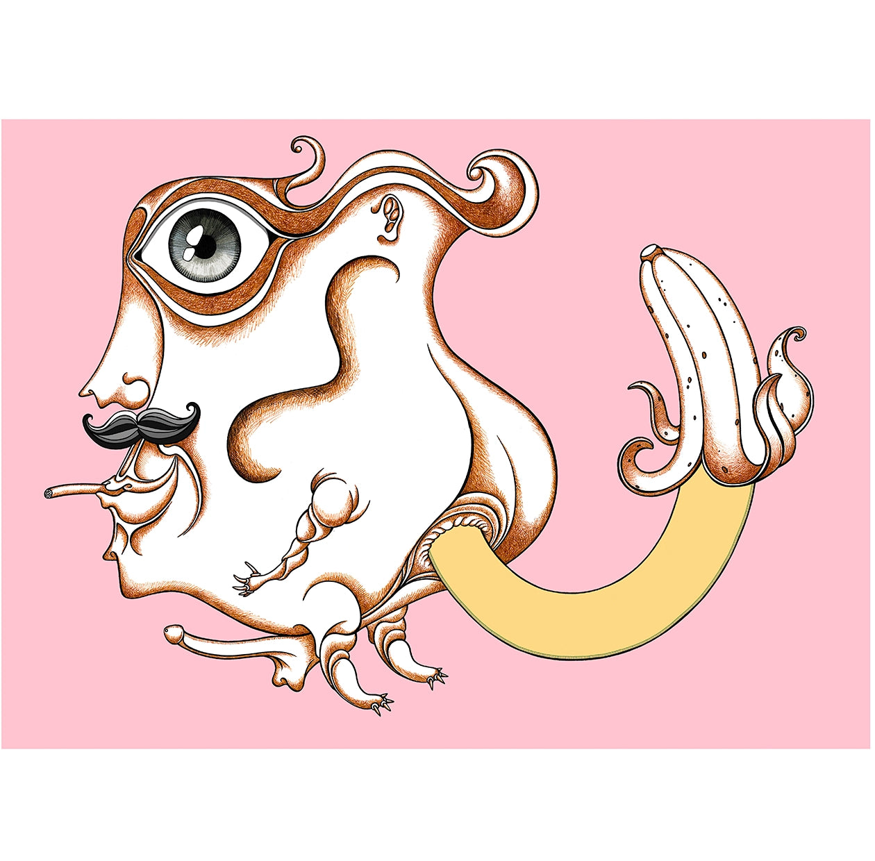 Cheerful banana wishing Merry Christmas to the year of an unemployed man